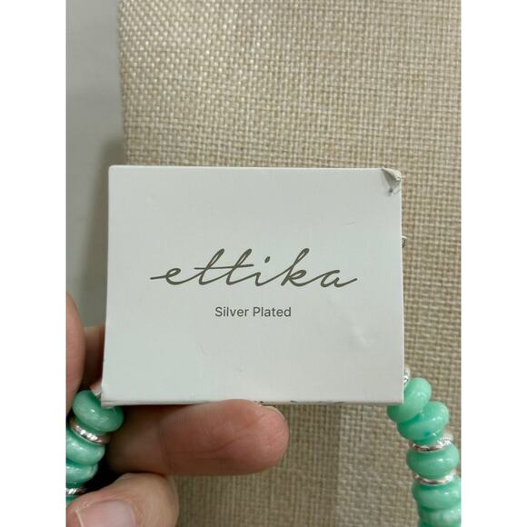 NWT Ettika Saint Tropez Beaded Necklace Seafoam Stone with Silver Plating - Picture 4 of 5